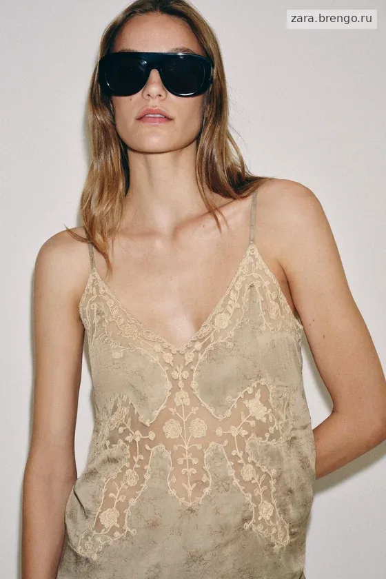 ТОП В БЕЛЬЕВОМ СТИЛЕ С ВЫШИВКОЙ — коллекция Zara «ZW»