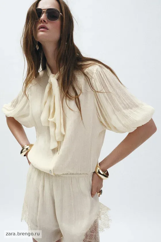 КОРОТКИЙ КОМБИНЕЗОН С КРУЖЕВОМ — коллекция Zara «ZW»