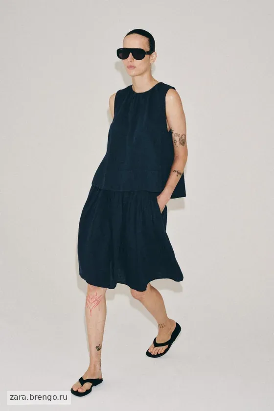 ЮБКА МИДИ ИЗ ЛЬНА — коллекция Zara «ZW»