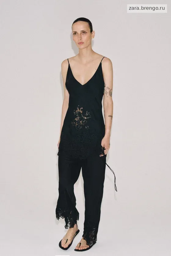 АТЛАСНЫЕ БРЮКИ С ВЫШИВКОЙ — коллекция Zara «ZW»