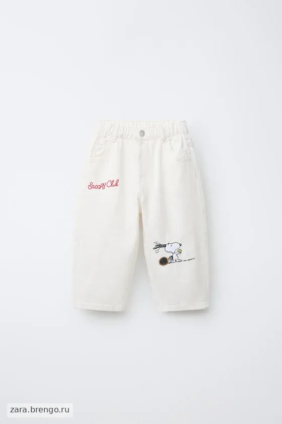 СВОБОДНЫЕ БРЮКИ ИЗ САРЖИ С ВЫШИВКОЙ SNOOPY PEANUTS™