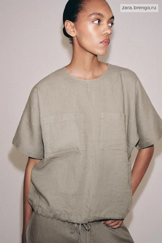 ТОП ИЗ 100% ЛЬНА НА ШНУРКАХ — коллекция Zara «ZW»