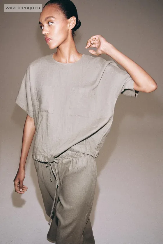 ТОП ИЗ 100% ЛЬНА НА ШНУРКАХ — коллекция Zara «ZW»