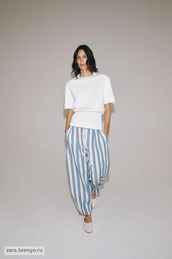 БРЮКИ В ПОЛОСКУ В ПИЖАМНОМ СТИЛЕ — коллекция Zara «ZW»
