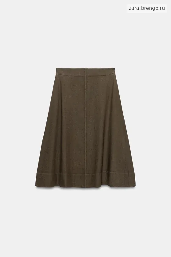ЮБКА МИДИ ИЗ СМЕСОВОГО ЛЬНА — коллекция Zara «ZW»