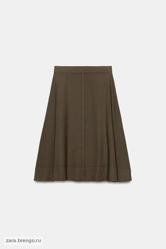 ЮБКА МИДИ ИЗ СМЕСОВОГО ЛЬНА — коллекция Zara «ZW»