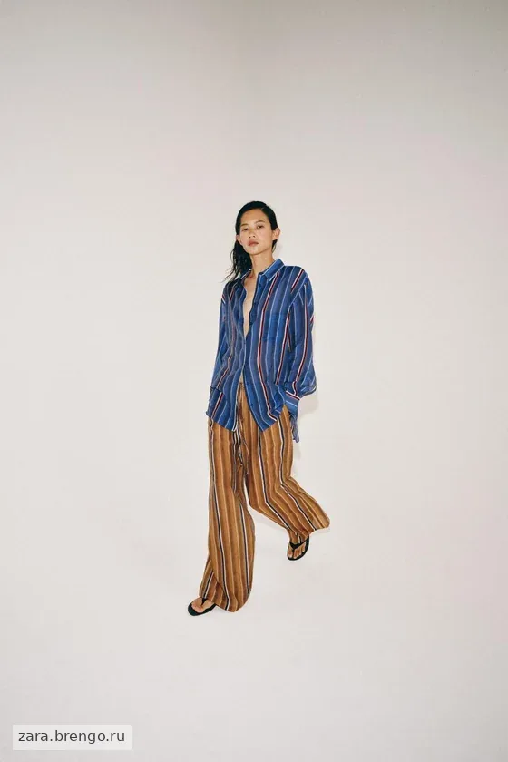 БРЮКИ В ПОЛОСКУ В ПИЖАМНОМ СТИЛЕ — коллекция Zara «ZW»