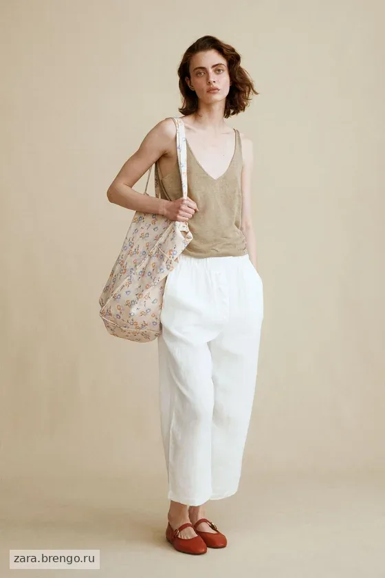 Брюки из 100% льна из коллекции caramel london x zara