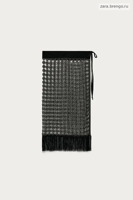 Полупрозрачный парео с открытой вязкой и бисерными кисточками marisa berenson x zara