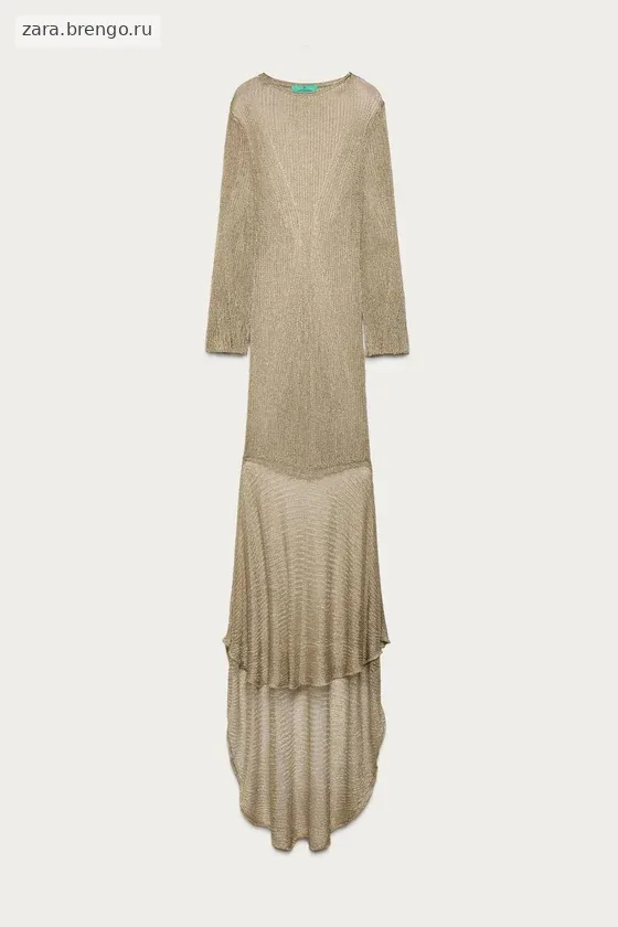 Длинное трикотажное платье с металлической нитью marisa berenson x zara