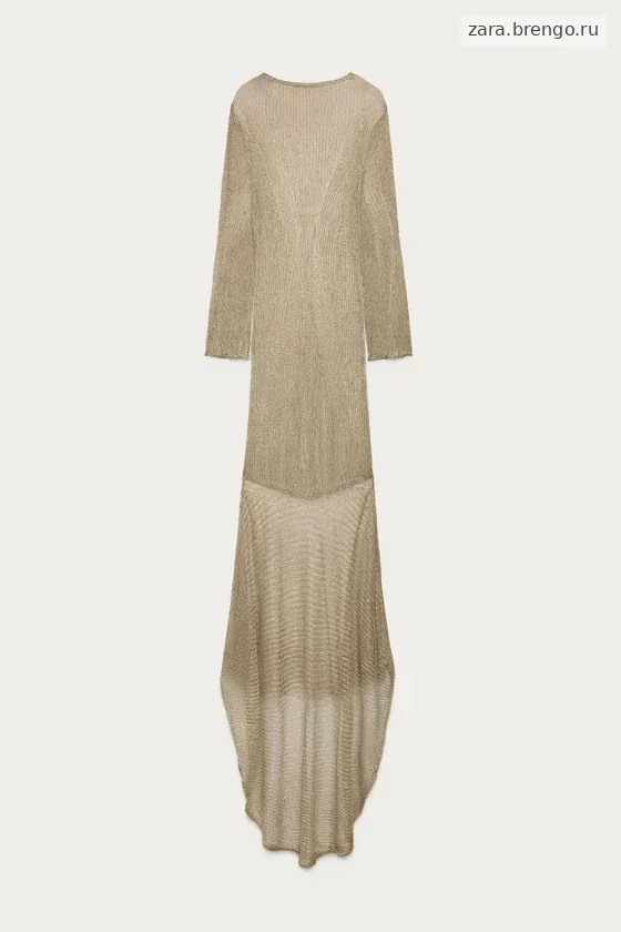Длинное трикотажное платье с металлической нитью marisa berenson x zara
