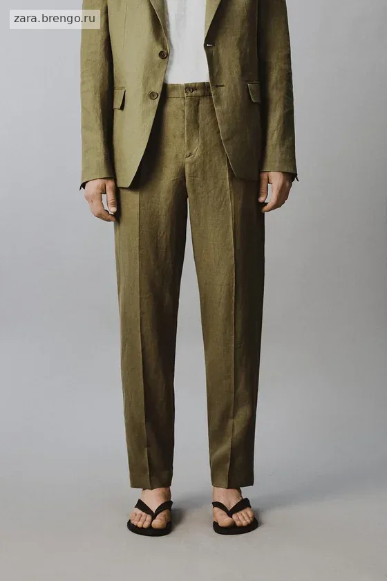 КОСТЮМНЫЕ БРЮКИ КЛАССИЧЕСКОГО КРОЯ ИЗ 100% ЛЬНА