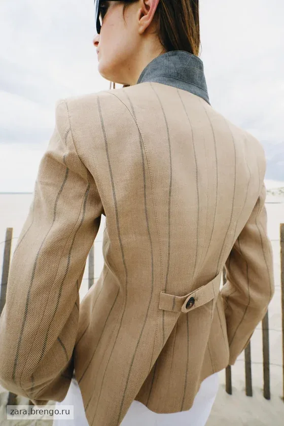 БЛЕЙЗЕР В ПОЛОСКУ ИЗ СМЕСОВОГО ЛЬНА — коллекция Zara «ZW»