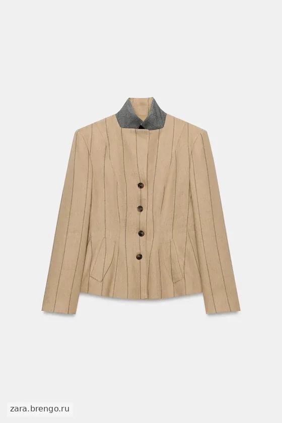 БЛЕЙЗЕР В ПОЛОСКУ ИЗ СМЕСОВОГО ЛЬНА — коллекция Zara «ZW»