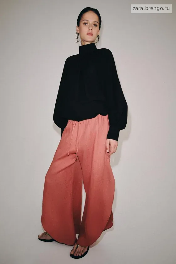 БРЮКИ ИЗ 100% ЛЬНА С РАЗРЕЗАМИ — коллекция Zara «ZW»