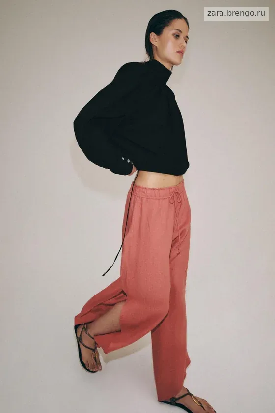 БРЮКИ ИЗ 100% ЛЬНА С РАЗРЕЗАМИ — коллекция Zara «ZW»