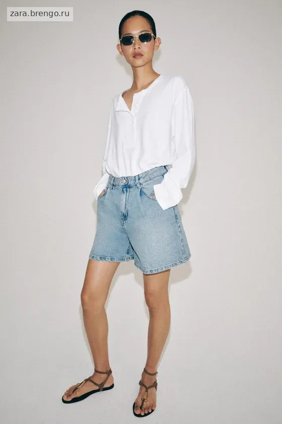 ДЕНИМОВЫЕ ШОРТЫ С ВЫСОКОЙ ПОСАДКОЙ — коллекция Zara «ZW»