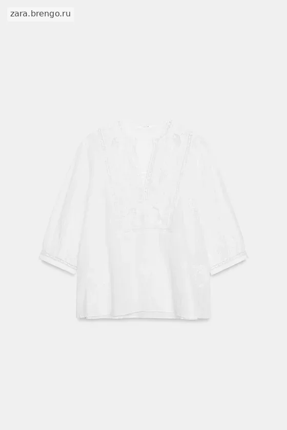 РУБАШКА С ВЫШИВКОЙ И КРУЖЕВОМ — коллекция Zara «ZW»
