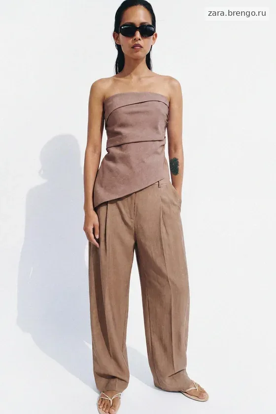 ТОП АСИММЕТРИЧНОГО КРОЯ ИЗ СМЕСОВОГО ЛЬНА — коллекция Zara «ZW»