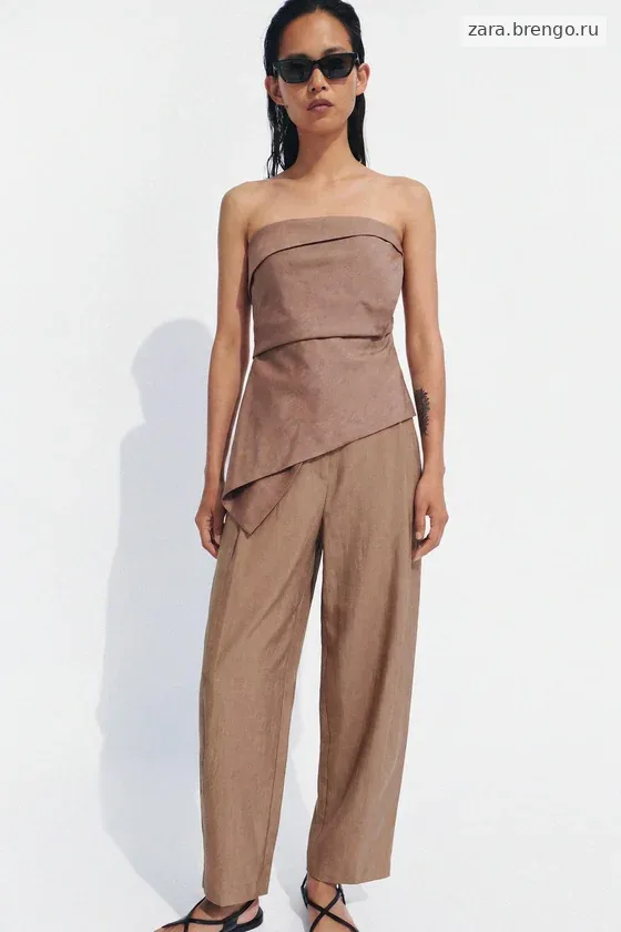 ТОП АСИММЕТРИЧНОГО КРОЯ ИЗ СМЕСОВОГО ЛЬНА — коллекция Zara «ZW»