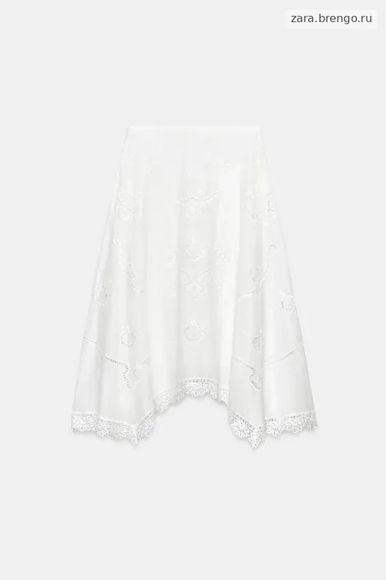 ЮБКА АСИММЕТРИЧНОГО КРОЯ С ВЫШИВКОЙ — коллекция Zara «ZW»