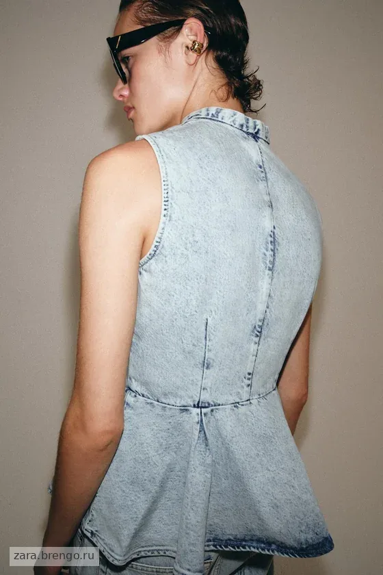 ДЖИНСОВЫЙ ЖИЛЕТ С НАВЕСНЫМИ ПЕТЛЯМИ — коллекция Zara «ZW»