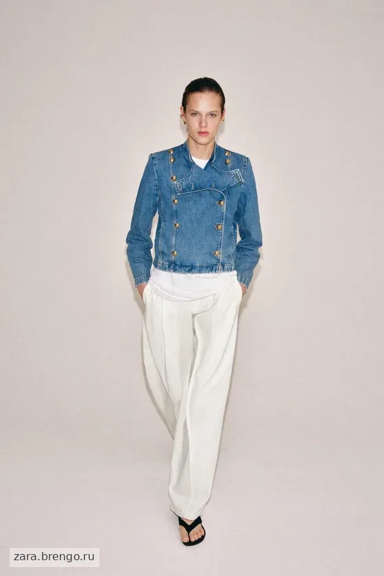 ДЖИНСОВАЯ КУРТКА С ПОДПЛЕЧНИКАМИ — коллекция Zara «ZW»