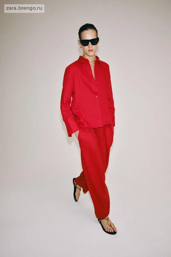 БРЮКИ ИЗ 100% ЛЬНА С ЗАЩИПАМИ — коллекция Zara «ZW»
