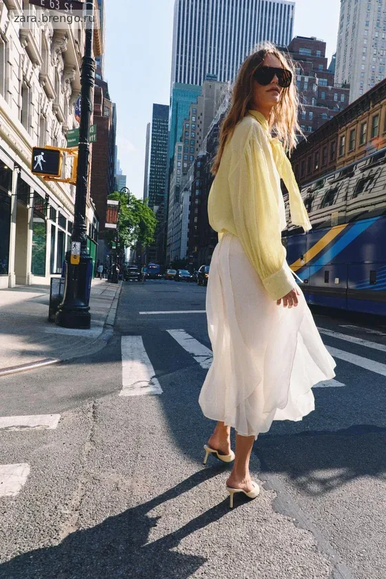 РУБАШКА В ПОЛОСКУ С ЗАВЯЗКАМИ — коллекция Zara «ZW»