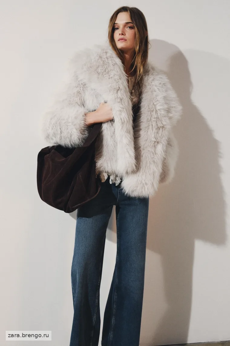 Пальто из искусственного меха коллекции zara woman