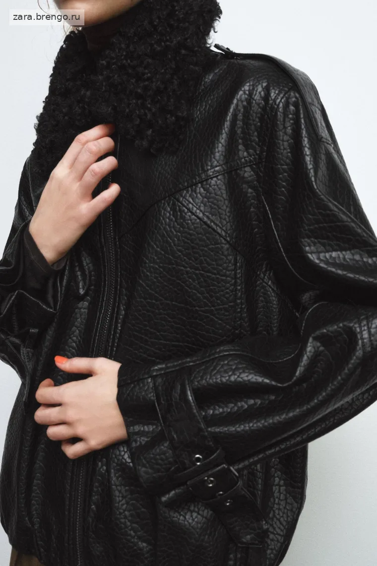 Пилотка из искусственной кожи коллекции zara woman