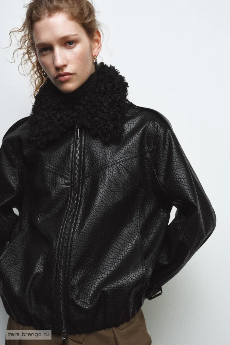 Пилотка из искусственной кожи коллекции zara woman