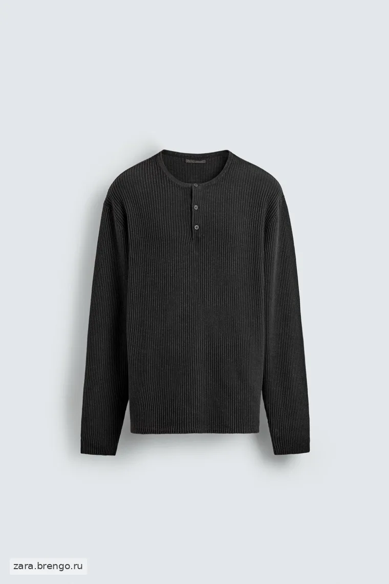 Текстурированный свитер с воротником henley